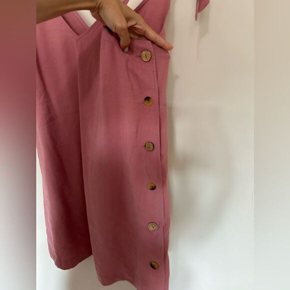 NWT Topshop Tilda Side Button Pink Mini Slip Dress Shoulder Ties Women's sz 6 - Picture 7 of 15
